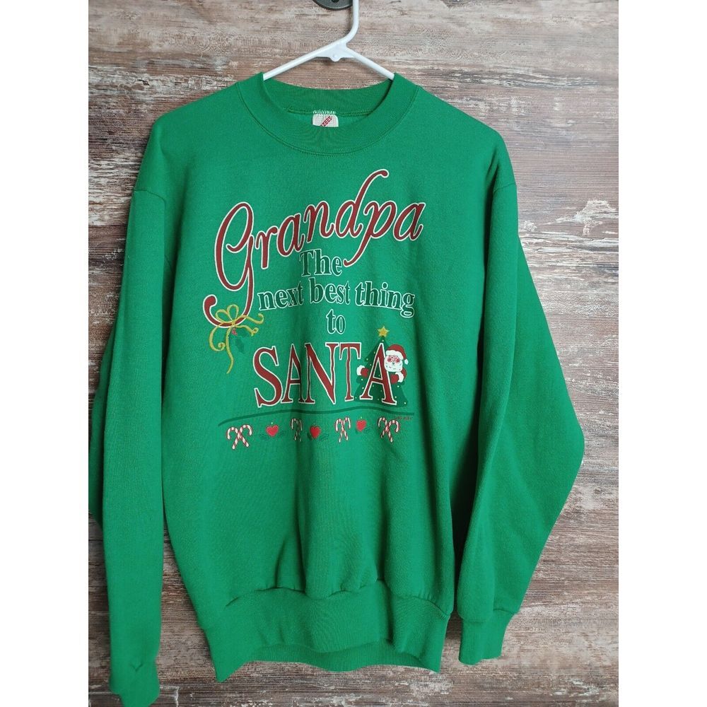 VTG 90s Adult Jerzees SZ‎ M Grandpa Next Best Thing Santa Sweatshirt Christmas